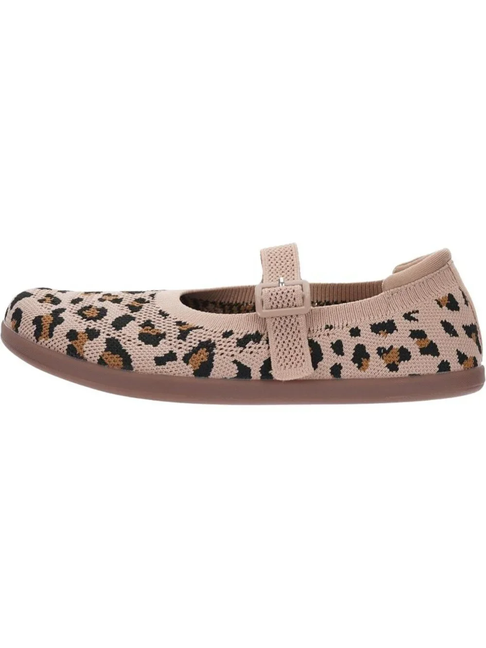 Women's Leopard Barefoot Mary Jane Flats Knit Adjustable Straps Shoes